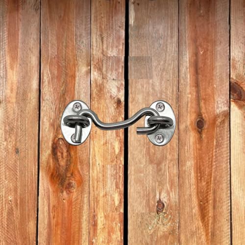 3 Inch Stainless Steel Hook and Eye Gate Latch - Pack of 4, Silver