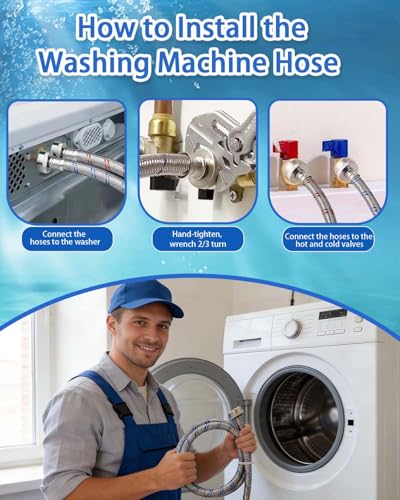 GA1FSL NPT 4 Ft Stainless Steel Washing Machine Hoses 2-Pack Burst-Proof Hot Cold