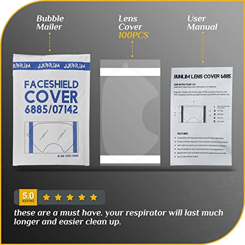 100 Pack Peel Off Lens Cover Compatible for 3M 6885, 6000, 6700, 6800, 6900 Series Faceshield Cover