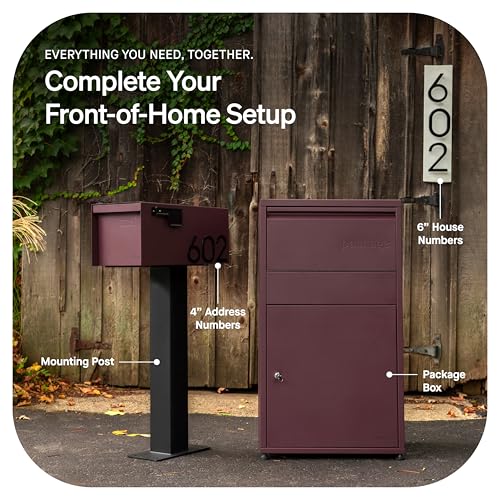 Adoorn Large Black Post Mount Mailbox - USPS Approved, 20.75" x 9.5" x 9.5"