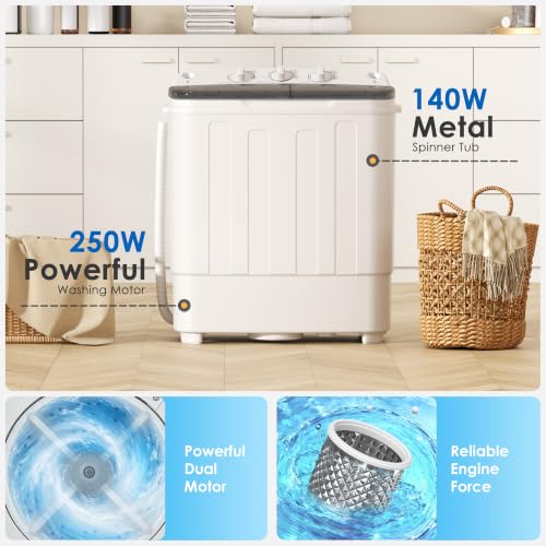 INTERGREAT Portable Washing Machine 16lbs Compact Washer & Dryer Combo with Glass Cover