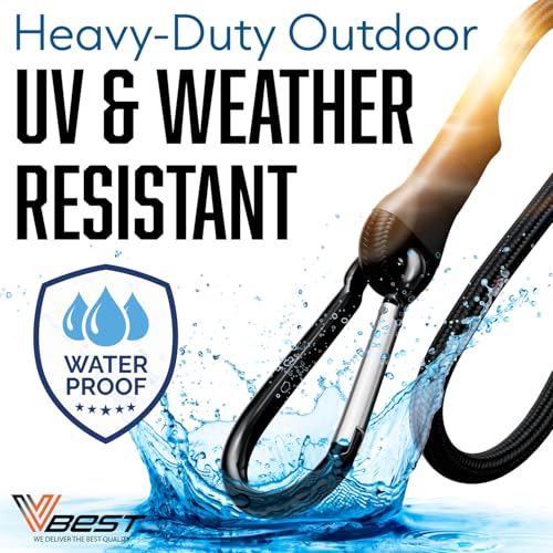Heavy Duty Bungee Cords with Carabiner Hooks - 6 Pack Outdoor & Cargo Use