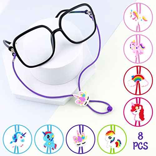 8 Pcs Kids Glasses Strap Anti-slip Eyeglass Straps Adjuster Stretchy Sunglass Strap for Boys Girls