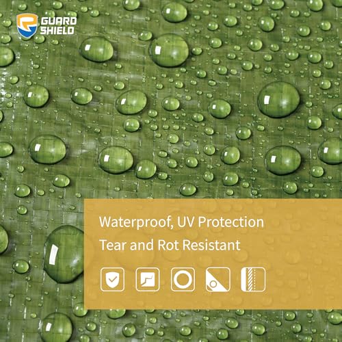 GUARD SHIELD Green 8x8 Feet Waterproof Poly Tarp Cover 5mil - Multi Purpose