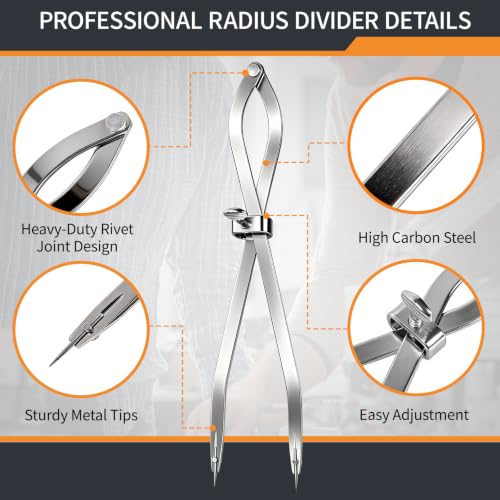 12-inch Radius Divider Tool Scribing Compass for Wood Leather Metal