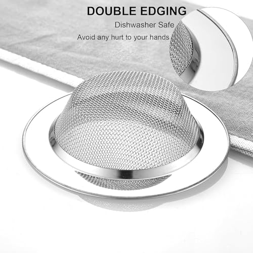 2 Pack Kitchen Sink Strainers Stainless Steel 4.5 Inch Large Rim, Anti-Clog Drain Filters