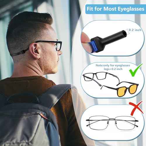 Glasses Strap - 8 Pcs Big Kids' Adjustable Eyeglasses Strap - No Tail Eyeglasses Holders Around Neck for Women's With 4 Pair Ear Hooks & Eye Cleaning Cloth, Sunglasses Eyewear Retainer(8-13in)