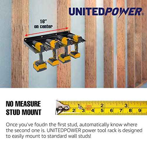 UNITEDPOWER Electric Drill Storage Rack, Holds 4 Drills, Wall Mounted Power Tool Organizer for Battery Powered Hand Tools, Workshop, Shed, Garage, Home (Drill Rack)