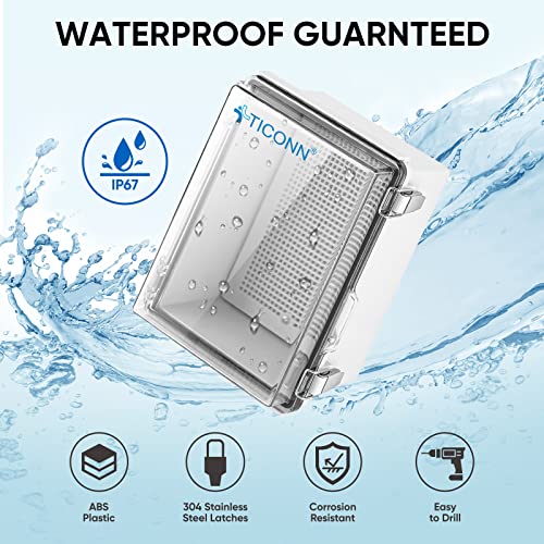 TICONN Outdoor Waterproof Electrical Junction Box 8.7"x6.7"x4.3" Transparent Cover