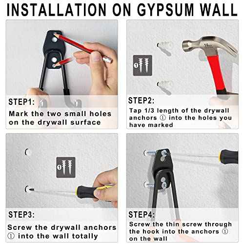 Steel Garage Storage Hooks - 16 Pack Anti-Slip Coating, Heavy Duty Wall Mount Hooks for Hanging Bike, Ladder, Garden Tools