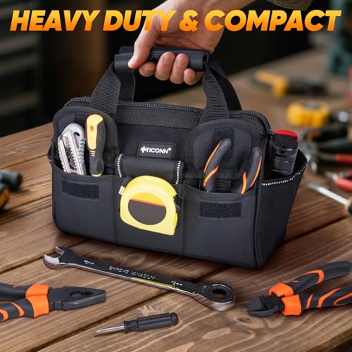 TICONN 12-Inch Heavy Duty Tool Bag Organizer with Reinforced Base & Shoulder Strap