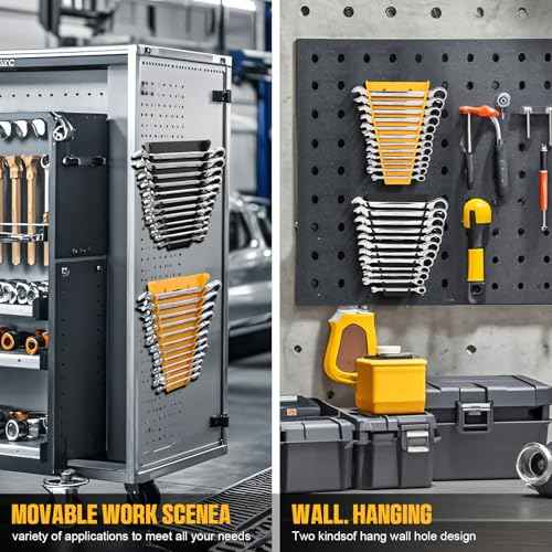 Wrench Organizer for Tool Box, 2 Pack Magnetic Wrench Holders Organizers, Storage for Tool Box Drawer, SAE 1/4" - 15/16" & Metric 6 MM-24 MM Wrenchs Rack