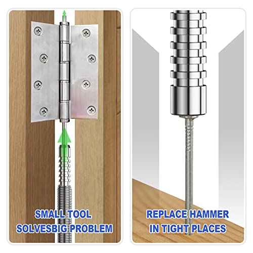 Spring Loaded Nail Set Tools,2-PCS Dual Head Nail Setter and Hinge Pin Punch Set, Hammerless 1/16¡È& 3/32¡ÈSpring Nail Set, Super Strong Force Door Pin Removal Tool