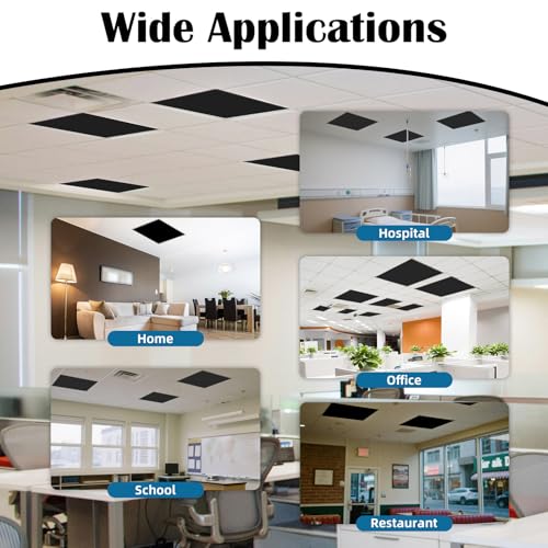 ANGSYLTH Black 4-Pack 2x2 Feet Fluorescent Ceiling Light Covers for Home & Office