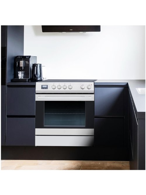 Garvee 30" Electric Range 5 Cu.Ft. Capacity with 4 Burners Glass Cooktop, Convection Oven, 6 Cooking Functions, Stainless Steel Freestanding Electric Range Oven with Front Control, Silver