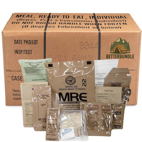 BetterBundle Military-Grade Emergency MRE Meals Pack with Flameless Heater - 12 Ready-to-Eat Survival Food Supplies, 10-Year Shelf Life