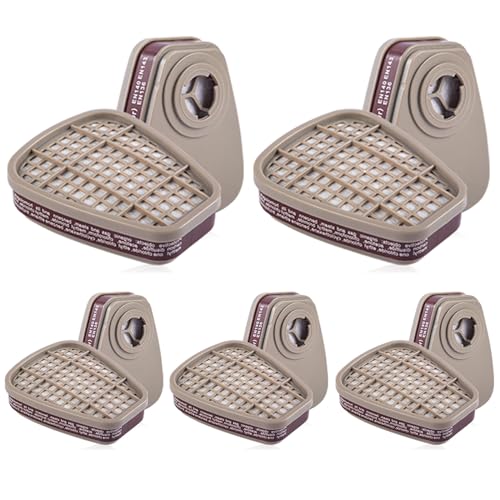 6001 Filter Cartridges for Respirator, Paint, Chemical Gas and Pollen, Organic Vapor Cartridge, Replacement Respirator Filters for 6200, 6502, 7502, 6800, 4008, FF402 Respirator(5 Pair)