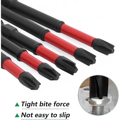 FPH2 Impact Screwdriver Bit Set - S2 Steel 65mm & 110mm Slotted Heads 1/4 Inch Hex Shank, CNC Machined Tips with Magnetism, Cross Slot Screw Driver Drill Bits Used Electricians (10pcs)