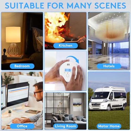 3-Pack Carbon Monoxide Detector,Mini CO Alarm Battery Powered with Digital LCD Display,Test-Silence Button,Portable Carbon Monoxide Alarm with LED Lights for Home, Travel