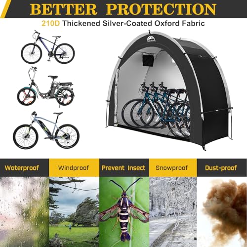 7x2.7x5.6ft Outdoor Bicycle Storage Tent for 2-3 Bikes Waterproof Garage Shed