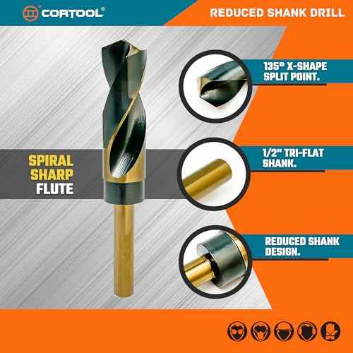 3/4 Inch Drill Bit | Reduced Shank High Speed Steel | 3/4 Drill Bit for Metal and Steel | HSS M2 Black & Gold Drill Bits with 1/2" Shank