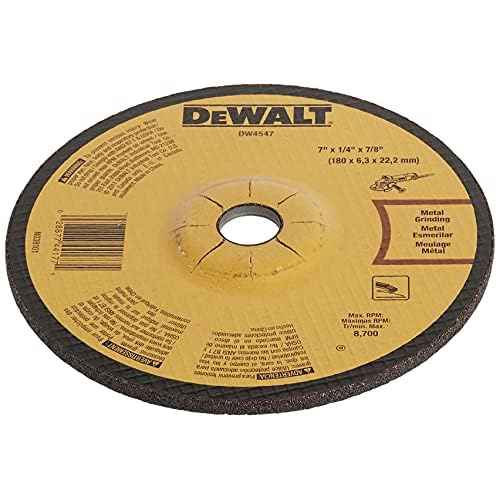 DEWALT DW4547 7-Inch by 1/4-Inch High Performance Fast Metal Grinding Wheel, 7/8-Inch Arbor