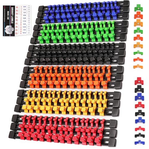 Swanlake 18-Piece Socket Organizer Set with 238 Clips for Tool Storage