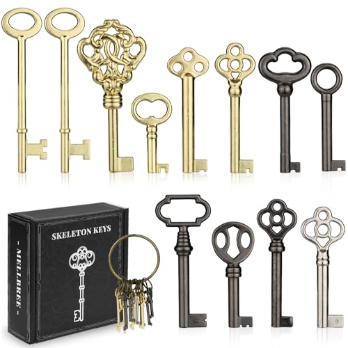 Mellbree Skeleton Key Set for Antique Furniture & Doors - 12-Pack, Model Variations Included (General)