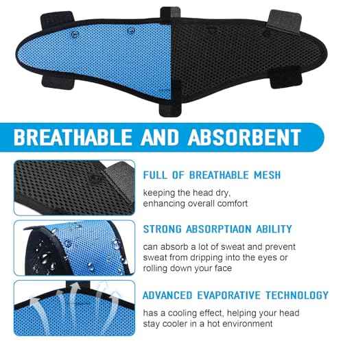 Hard Hat Sweatbands, Sweat Band for Safety Helmet, Washable Hard Hat Cooling Liner Accessories, Suspension Replacement for Hard Hats, Reusable Headband, Blue, 3 PCS