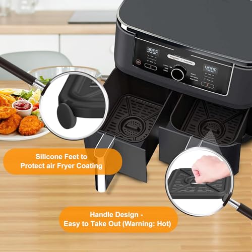 Air Fryer Grill Pan for Ninja DZ302 DZ401 DZ550 10QT DualZone - Griddle Crisper Plate with Rubber Bumpers