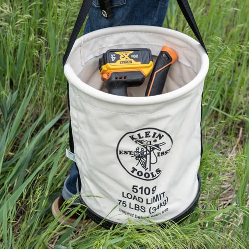 Klein Tools 5109 Canvas Straight-Wall Tool Bucket, No. 6 Canvas (75 lb) – Standard / Canvas Bucket