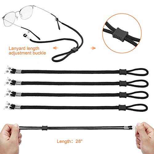 4PCS Premium Nylon Eyeglass Straps, Adjustable Eyewear Retainers, Anti-slip Eyeglass Chains Lanyard, Sport Sunglass Retainer Holder Strap for Men and Women's, with 2 Pairs Eyeglass Ear Grips