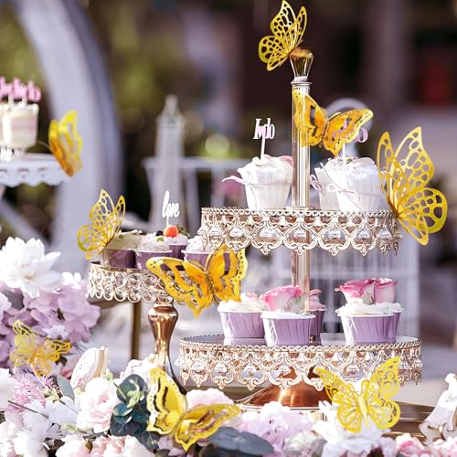 A-Gold 96PCS 3D Butterfly Wall Decor for Cake and Room Decoration
