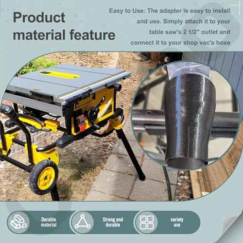 Table Saw Vacuum Adapter 2 1/2" Outlet Dust Collection Adapter for DeWalt 4 gallon vacuum DWE7491 DWE7491RS Table Saws & Shop Vac (DXV10P)
