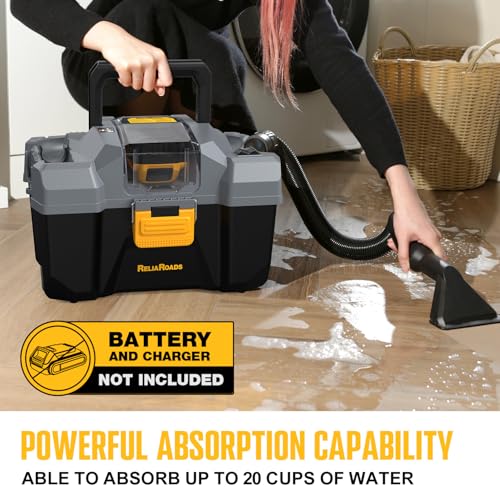 ReliaRoads 20V Cordless Wet/Dry Shop Vac with Accessories, 2.6 Gallon Capacity