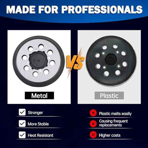 4 PCS 5 Inch Orbital Sander Replacement Pad for Dewalt DWE6421 DWE6423 DCW210B, Hook and Loop Foam Sanding Pads, Metal for Dewalt Sander Parts DWE6421K DWE6423K DW6420 DWE64233 N329079 by 4 Screw Hole