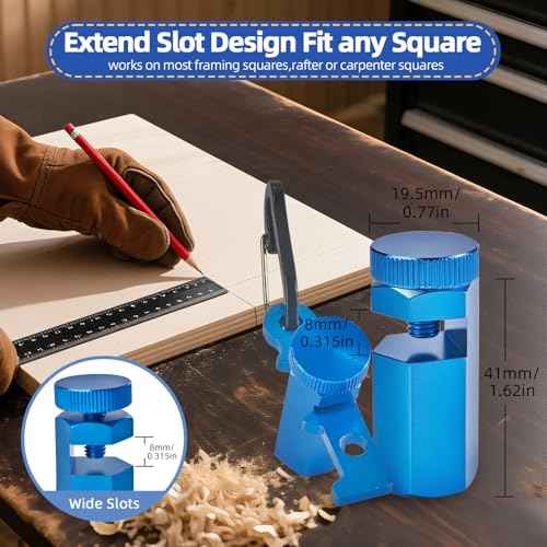 Precision Stair Gauges for Framing Square, Premium stair gauge Layout Tool with Carabiner & Holder, Metal Framing Square Stops for Circular Saw/Stair Stringer/Rafter Layout, Framing Jip for Carpentry