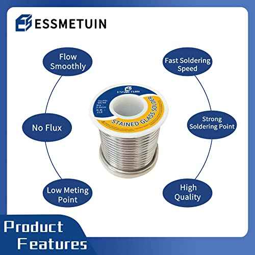 60/40 Solder for Stained Glass, 1 Lb Spool, Dia 1/8"(3.0MM),Tin Lead Stained Glass Supplies