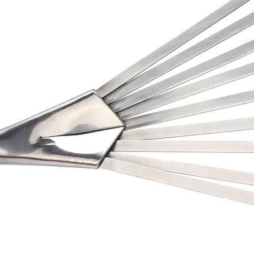 9 Tines Fan Lawn Leaf Hand Rakes Stainless Steel Beech Handle Soil Tille Garden Shrub Rake Small Leaf Rakes for Sweep Leaves & Loose Debris in Garden Lawns Yards 14.5 inch