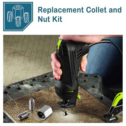 Dreyoo Replacement Collet and Nut Kit Compatible with CN1, Silver, 3 Collets (1/8-inch, 5/32-inch, 1/4-inch) and 1 Nut for Spiral Saw Tools and Drywall Cut out Tools(Silver)