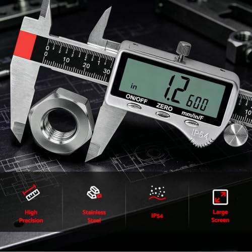 S&F STEAD & FAST Digital Caliper Measuring Tool 6 inch with Extra