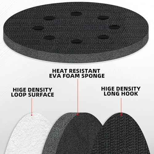 4 Pcs 5 Inch Foam Sponge Sanding Pads 8 Hole Hook and Loop Interface Pads for Random Orbital Sander