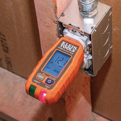 Klein Tools Receptacle Tester with LCD Display - GFCI & Wiring Fault Detection