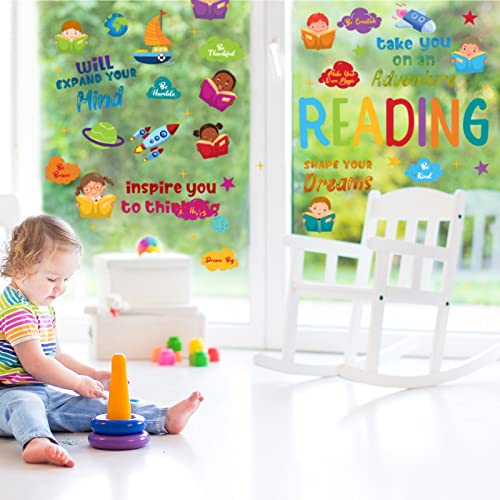 Leinuosen Inspirational Reading Wall Decals for Classroom Kids - 5 Sheets