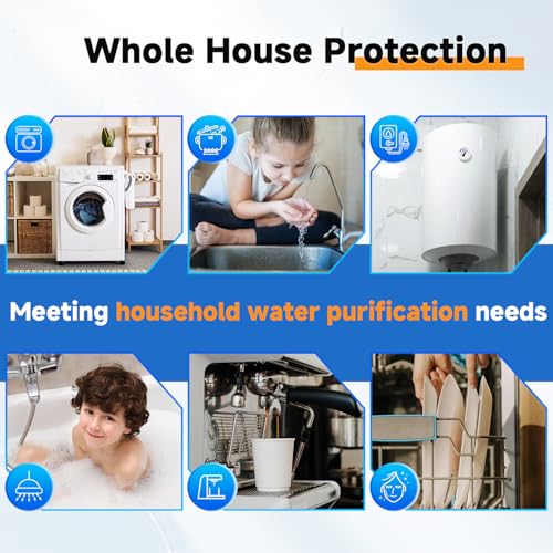 PUREPLUS 1 Count Whole House Water Filter Housing with Pressure Gauge, 1" NPT - Universal Clear