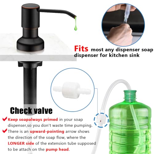 SonTiy Silicone Sink Soap Dispenser Extension Tube Kit with Check Valve – 47" Under-Sink Water Hose for Most Soap Containers, No More Refills