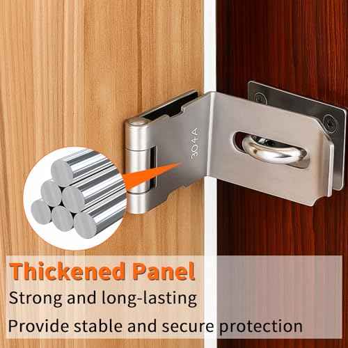 HOWDIA 4 Inch Door Hasp Latch 90 Degree, Stainless Steel Safety Right Angle Padlock Hasp Locking Latch Security Door Clasp Hasp Lock Latch for Push/Sliding/Barn Door, 2mm Thick, Brushed Silver