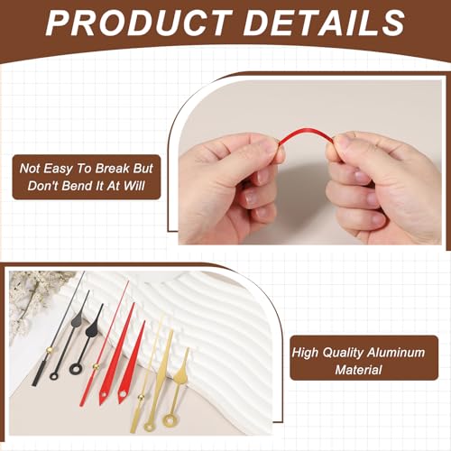 uxcell Red Aluminum Clock Hands Kit 10 Sets for DIY Repair & Home Decor