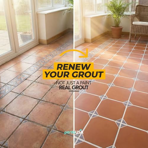PentaUSA Premixed White Tile Grout Repair Kit 13.4oz for Bathroom & Kitchen