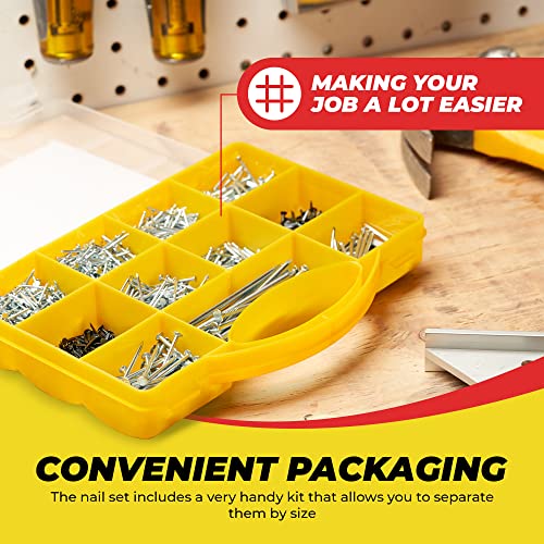 Qualihome Nail Assortment Kit - 1800+ Multi-Size Nails for DIY & Professional Projects